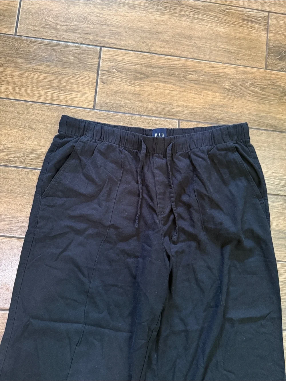 Gap Women's Linen Blend Pull-On Pant Size L Black